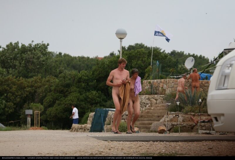Nudism Family Indian Summer Painting photo gallery - Nudists value simplicity and openness