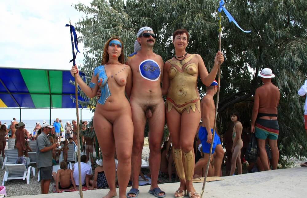 Three Painted Girl Poses pics - Freedom of choice is important for anyone who wishes to become a naturist