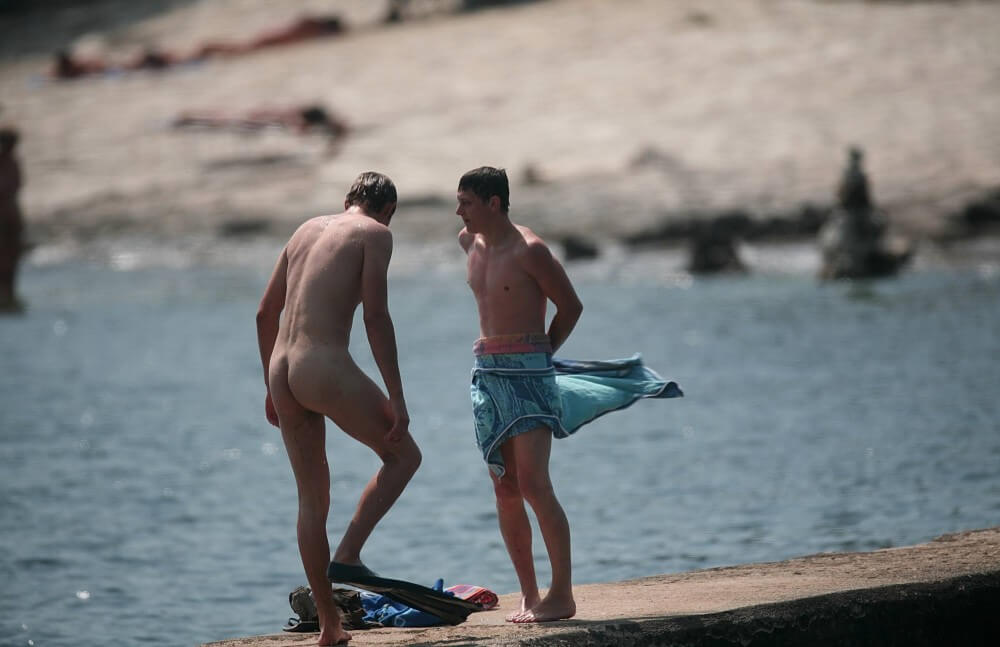 Nudists Boys - Water Prep On The Ledge - Nudity is a natural part of life