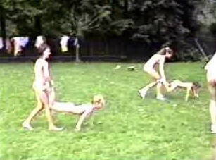 A nudist gathering at the stadium and sports - Naturism teaches respect for ones body and its beauty