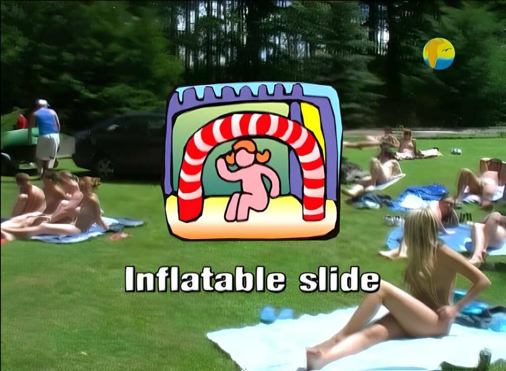 Naturist: Freedom: Inflatable Slide - A naked persons soul is visible through their body